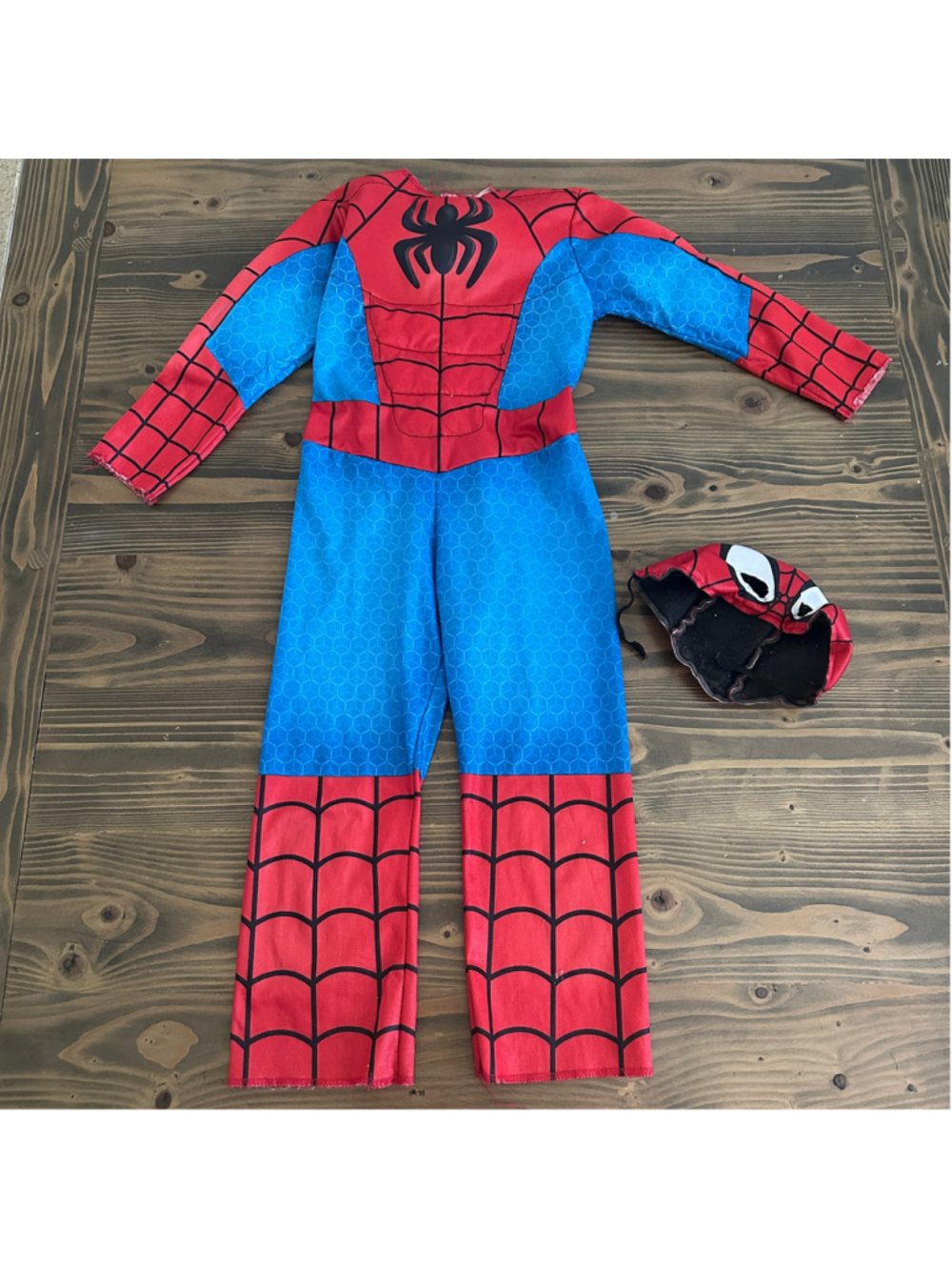 Spider-Man Costume Kids Red Blue Jumpsuit Mask Superhero Halloween